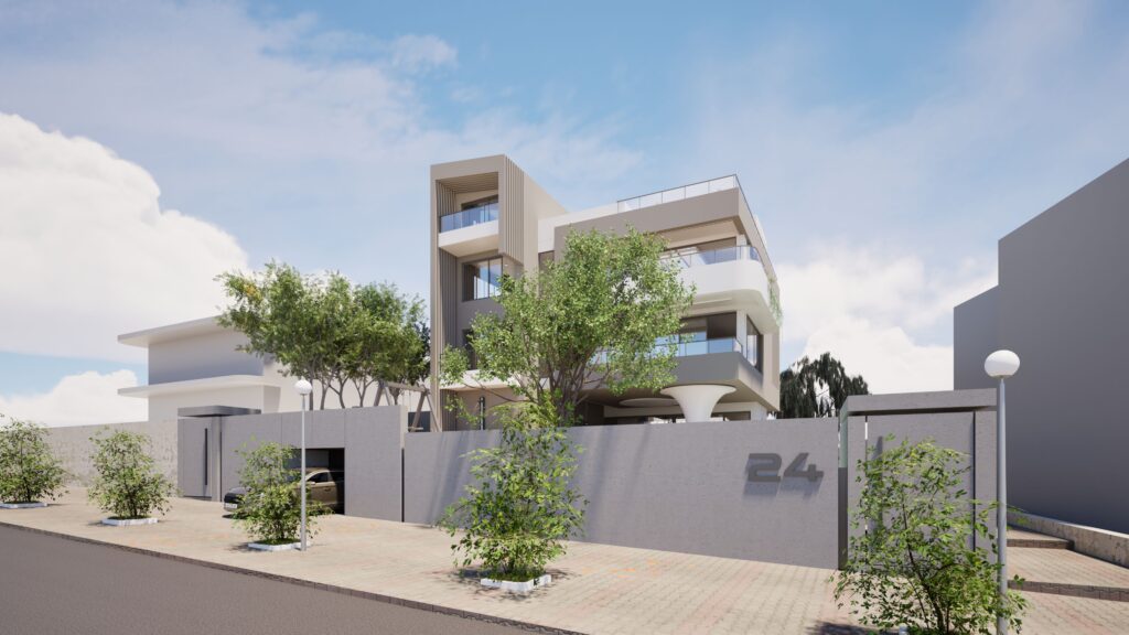 Residence 24 — Contemporary multi-story residence featuring curved balconies, large windows, and smooth light-colored facade — by Modify Architects